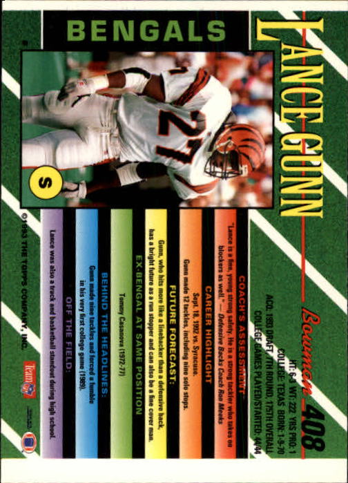 B2628- 1993 Bowman Football Cards 251-423 +Rookies -You Pick- 15+ FREE US SHIP - Picture 303 of 331