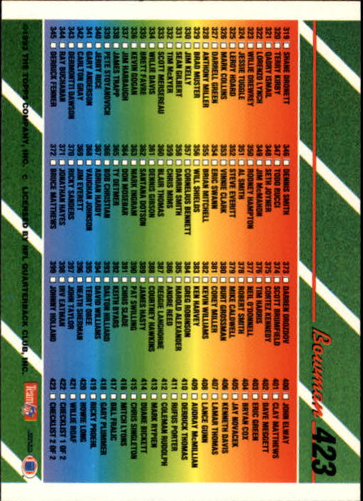 B2628- 1993 Bowman Football Cards 251-423 +Rookies -You Pick- 15+ FREE US SHIP - Picture 331 of 331