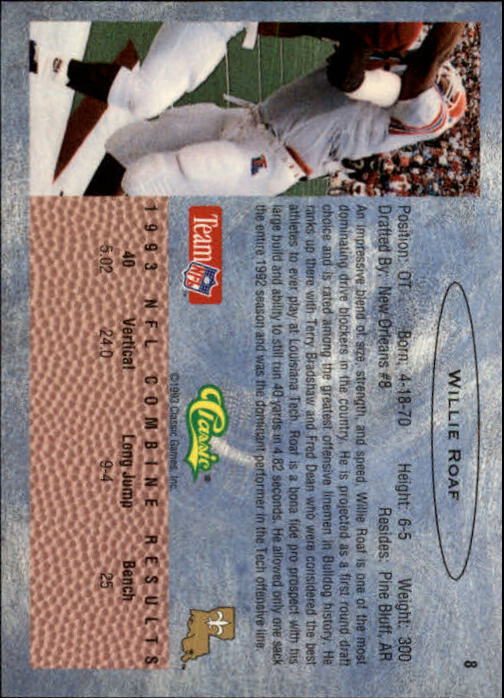 1993 Classic Draft Football "Main Set" Base Cards - Picture 17 of 201