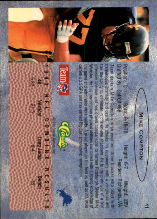 1993 Classic Draft Football "Main Set" Base Cards - Picture 23 of 201