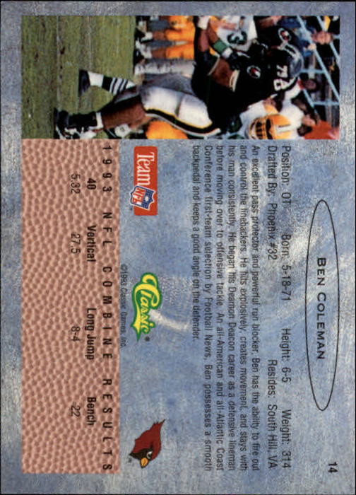 1993 Classic Draft Football "Main Set" Base Cards - Picture 29 of 201