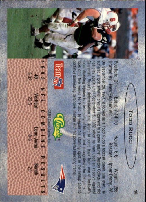 1993 Classic Draft Football "Main Set" Base Cards - Picture 39 of 201
