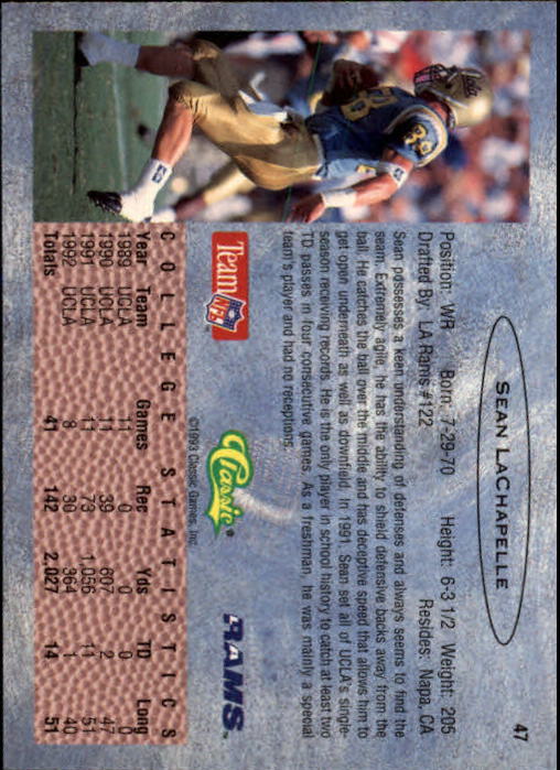 1993 Classic Draft Football "Main Set" Base Cards - Picture 95 of 201