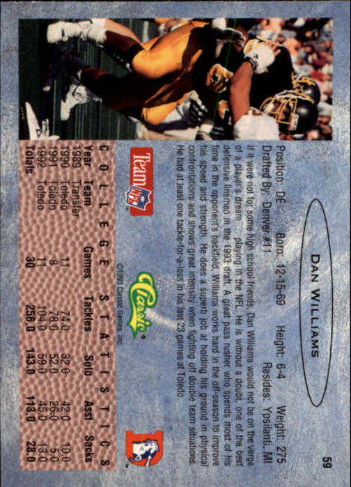 1993 Classic Draft Football "Main Set" Base Cards - Picture 119 of 201