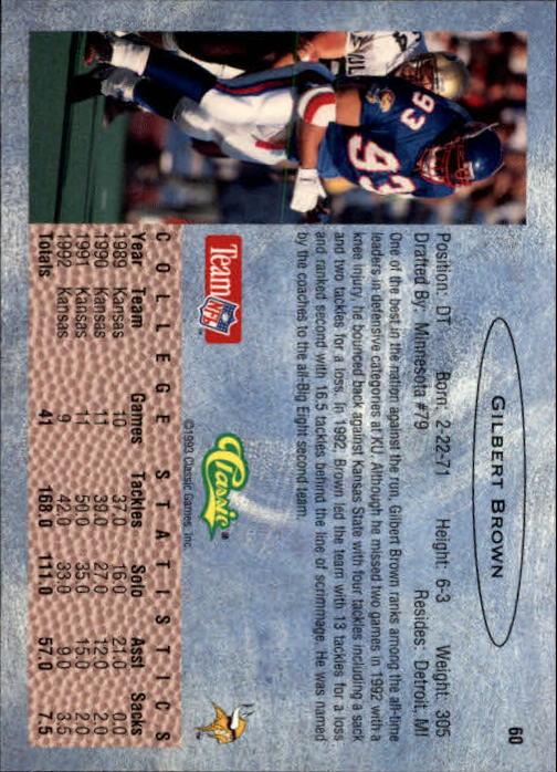 1993 Classic Draft Football "Main Set" Base Cards - Picture 121 of 201