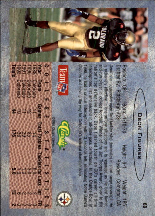 1993 Classic Draft Football "Main Set" Base Cards - Picture 137 of 201