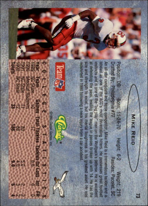 1993 Classic Draft Football "Main Set" Base Cards - Picture 147 of 201
