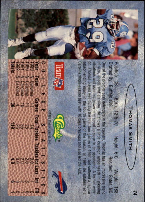 1993 Classic Draft Football "Main Set" Base Cards - Picture 149 of 201