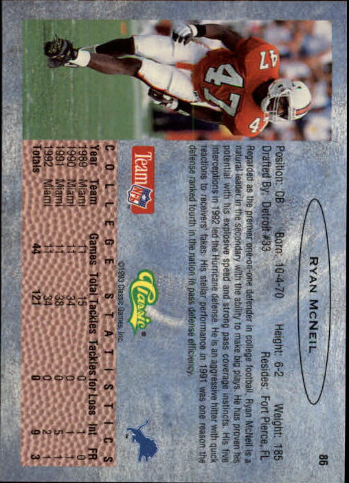 Sports Card Back