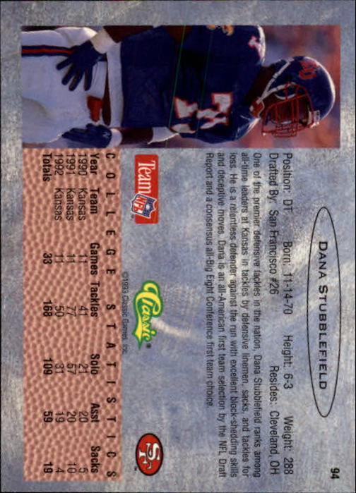 1993 Classic Draft Football "Main Set" Base Cards - Picture 189 of 201