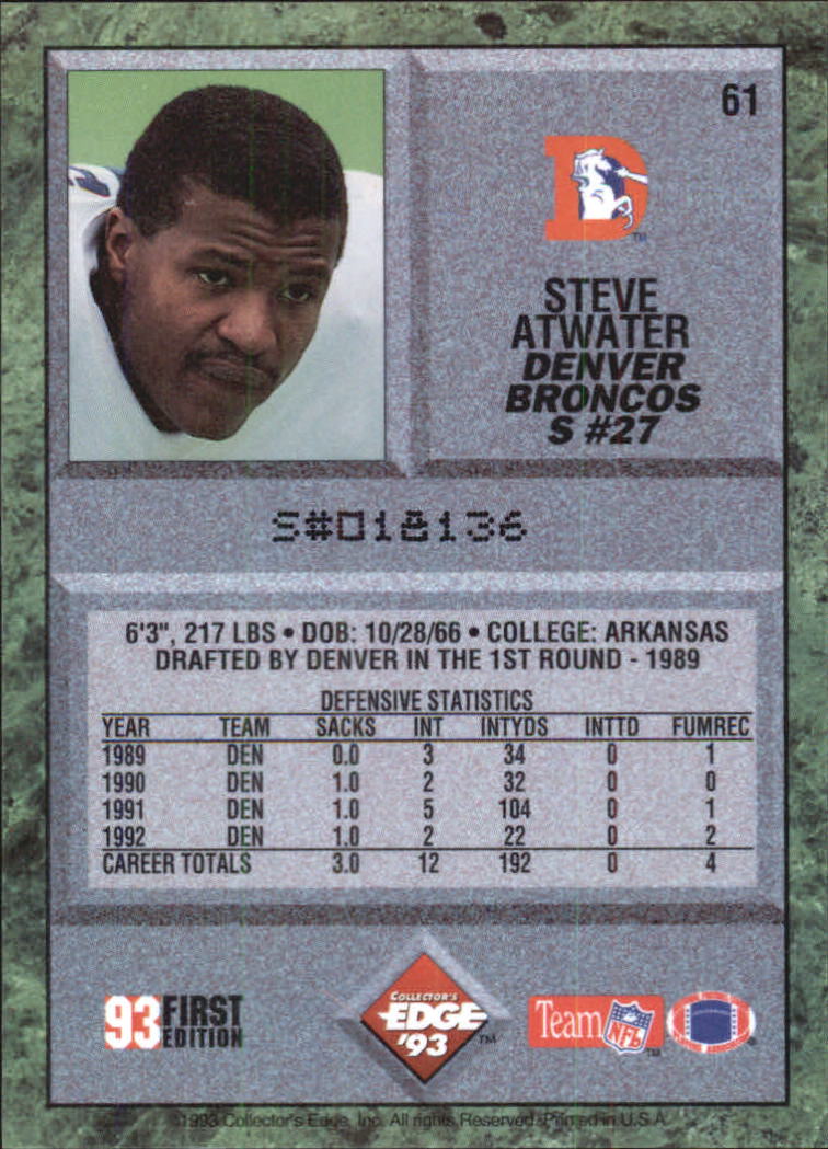 1993 Collector's Edge #61 Steve Atwater back image