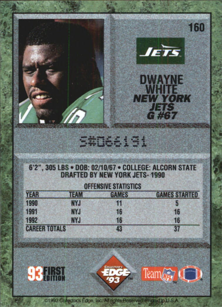 1993 Collector's Edge #160 Dwayne White back image