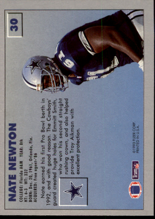 1993 Fleer #30 Nate Newton back image