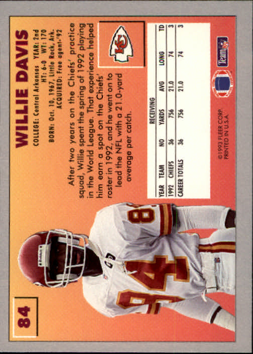 1993 Fleer #84 Willie Davis back image
