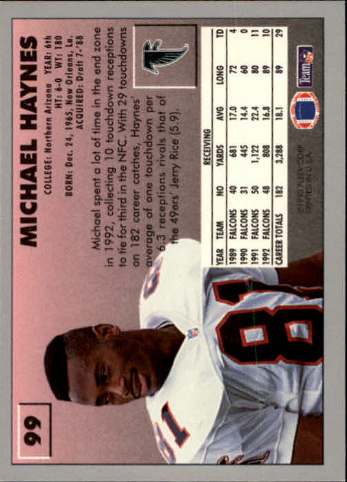 1993 Fleer #99 Michael Haynes back image