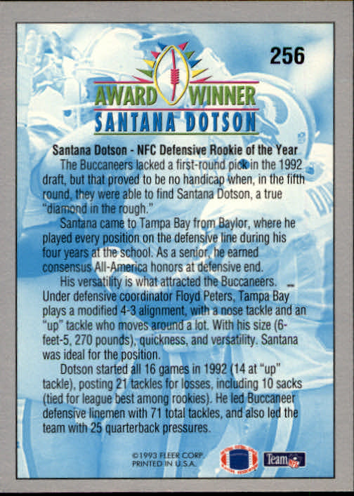 1993 Fleer Football "Main Set" Base Cards #251 to #500 - Picture 13 of 501