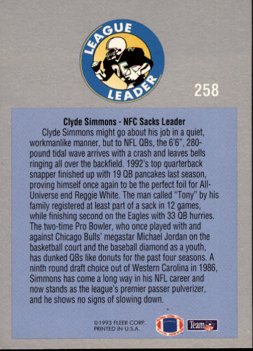 1993 Fleer Football "Main Set" Base Cards #251 to #500 - Picture 17 of 501