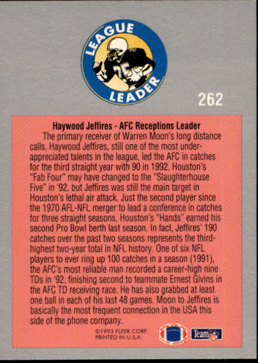 1993 Fleer Football "Main Set" Base Cards #251 to #500 - Picture 25 of 501