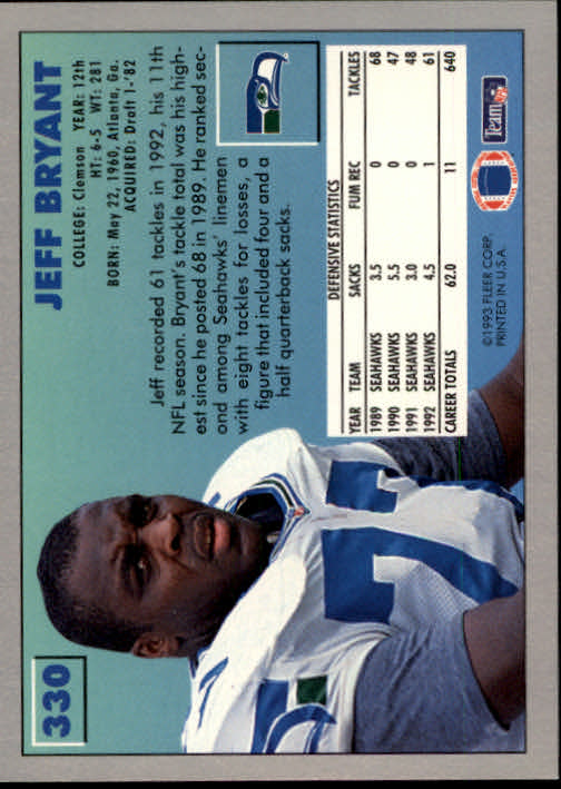 1993 Fleer Football "Main Set" Base Cards #251 to #500 - Picture 161 of 501