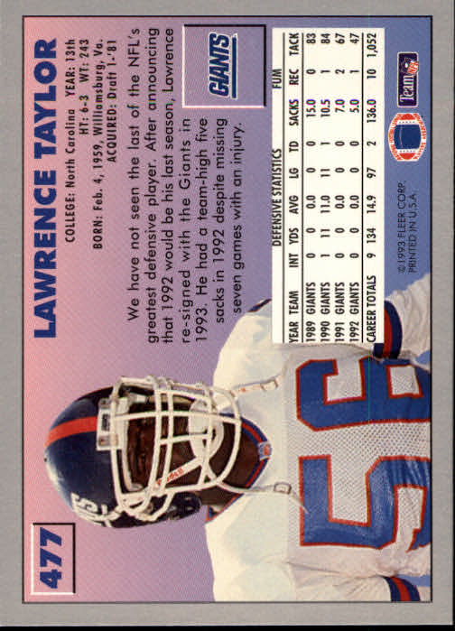 1993 Fleer Football "Main Set" Base Cards #251 to #500 - Picture 455 of 501