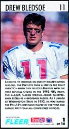 1993 GameDay Rookie Standouts #1 Drew Bledsoe back image