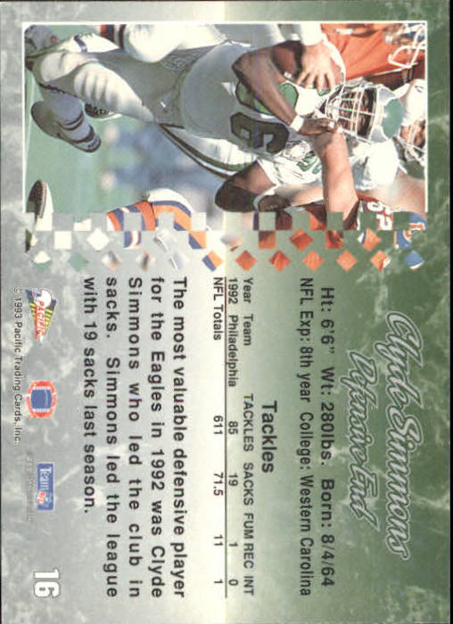 A6697- 1993 Pacific Football Cards 1-250 +Rookies -You Pick- 15+ FREE US SHIP - Bild 32 von 487