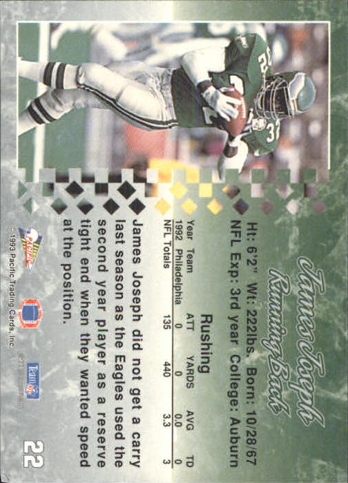 A6697- 1993 Pacific Football Cards 1-250 +Rookies -You Pick- 15+ FREE US SHIP - Bild 44 von 487