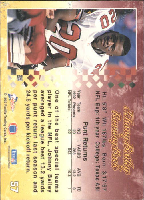 A6697- 1993 Pacific Football Cards 1-250 +Rookies -You Pick- 15+ FREE US SHIP - Bild 109 von 487