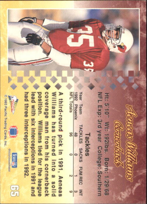 A6697- 1993 Pacific Football Cards 1-250 +Rookies -You Pick- 15+ FREE US SHIP - Bild 125 von 487