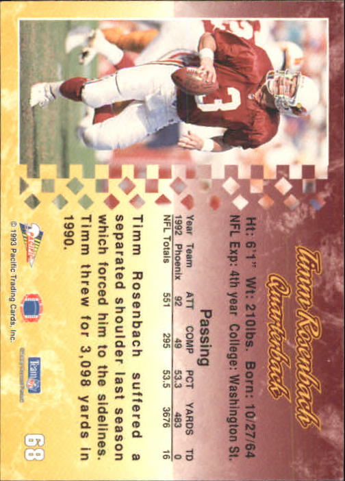 A6697- 1993 Pacific Football Cards 1-250 +Rookies -You Pick- 15+ FREE US SHIP - Bild 131 von 487