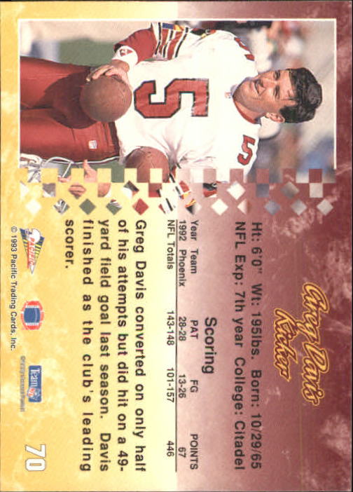 A6697- 1993 Pacific Football Cards 1-250 +Rookies -You Pick- 15+ FREE US SHIP - Bild 135 von 487