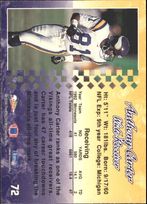 A6697- 1993 Pacific Football Cards 1-250 +Rookies -You Pick- 15+ FREE US SHIP - Bild 139 von 487
