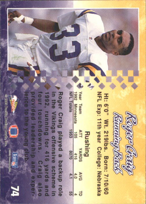 A6697- 1993 Pacific Football Cards 1-250 +Rookies -You Pick- 15+ FREE US SHIP - Bild 143 von 487