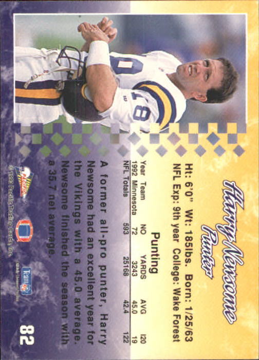 A6697- 1993 Pacific Football Cards 1-250 +Rookies -You Pick- 15+ FREE US SHIP - Bild 159 von 487