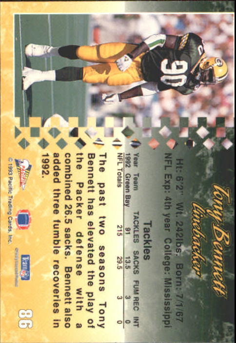 A6697- 1993 Pacific Football Cards 1-250 +Rookies -You Pick- 15+ FREE US SHIP - Bild 167 von 487