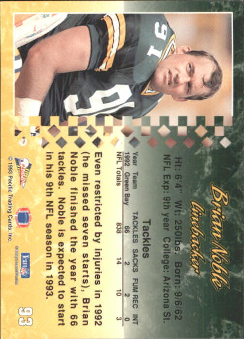 A6697- 1993 Pacific Football Cards 1-250 +Rookies -You Pick- 15+ FREE US SHIP - Bild 181 von 487