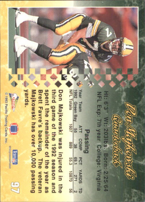 A6697- 1993 Pacific Football Cards 1-250 +Rookies -You Pick- 15+ FREE US SHIP - Bild 189 von 487