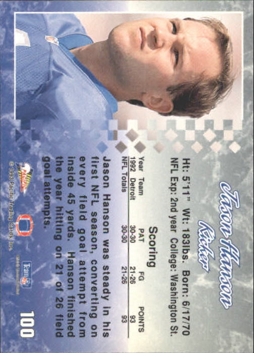 A6697- 1993 Pacific Football Cards 1-250 +Rookies -You Pick- 15+ FREE US SHIP - Bild 195 von 487