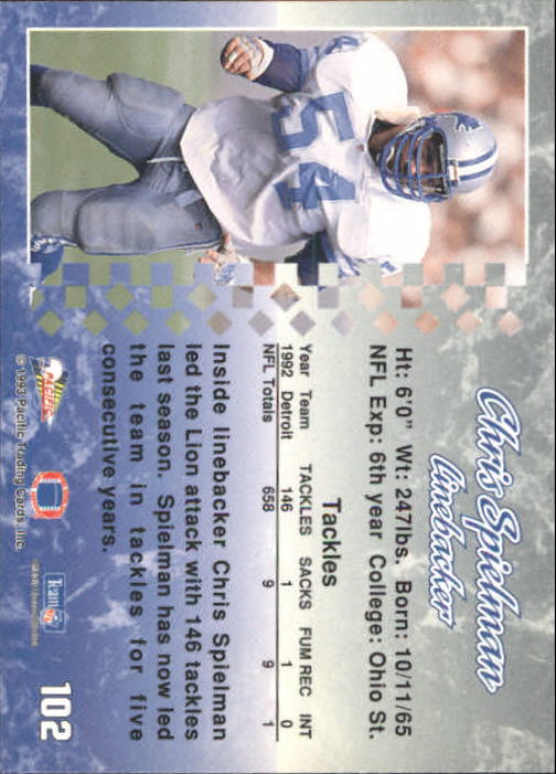 A6697- 1993 Pacific Football Cards 1-250 +Rookies -You Pick- 15+ FREE US SHIP - Bild 199 von 487