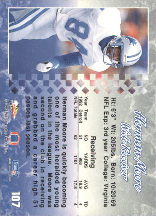 A6697- 1993 Pacific Football Cards 1-250 +Rookies -You Pick- 15+ FREE US SHIP - Bild 209 von 487