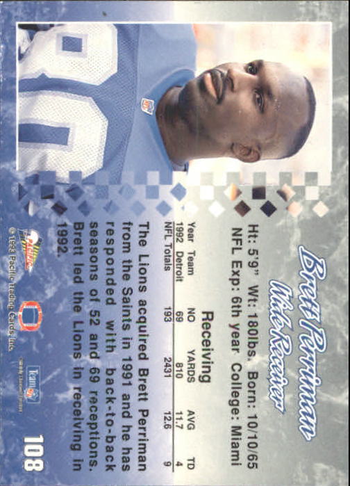 A6697- 1993 Pacific Football Cards 1-250 +Rookies -You Pick- 15+ FREE US SHIP - Bild 211 von 487