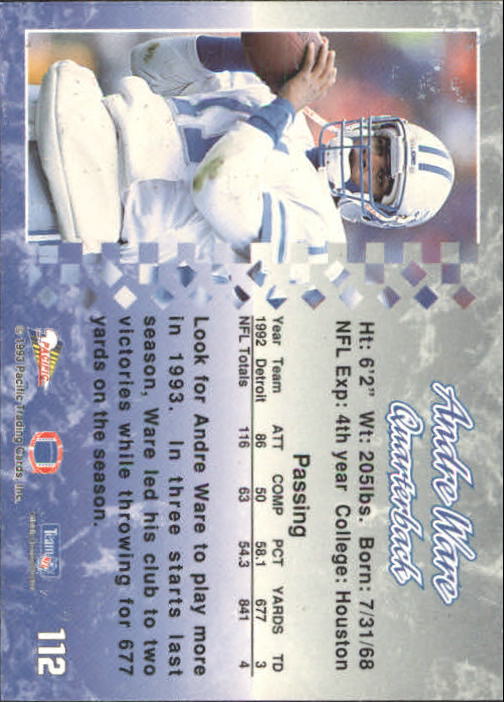A6697- 1993 Pacific Football Cards 1-250 +Rookies -You Pick- 15+ FREE US SHIP - Bild 219 von 487