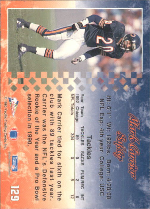 A6697- 1993 Pacific Football Cards 1-250 +Rookies -You Pick- 15+ FREE US SHIP - Bild 253 von 487
