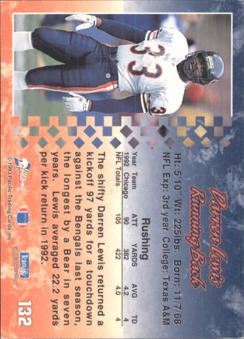 A6697- 1993 Pacific Football Cards 1-250 +Rookies -You Pick- 15+ FREE US SHIP - Bild 259 von 487