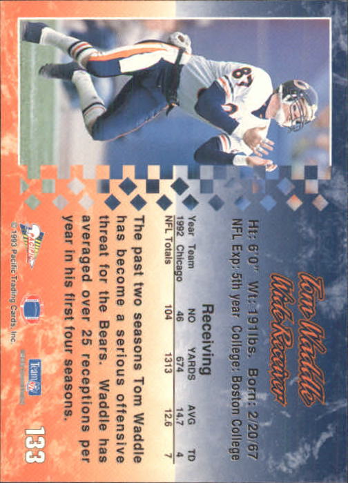 1993 Pacific #133 Tom Waddle back image