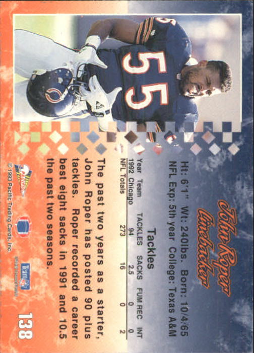 A6697- 1993 Pacific Football Cards 1-250 +Rookies -You Pick- 15+ FREE US SHIP - Bild 271 von 487