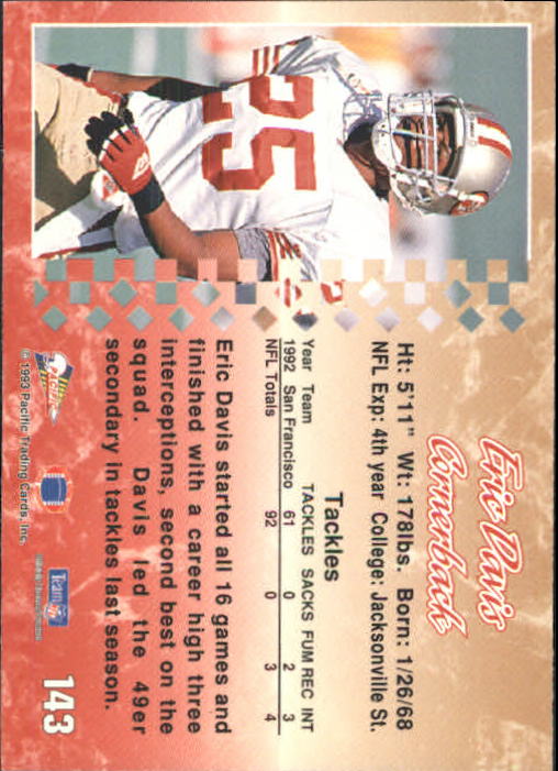 A6697- 1993 Pacific Football Cards 1-250 +Rookies -You Pick- 15+ FREE US SHIP - Bild 281 von 487
