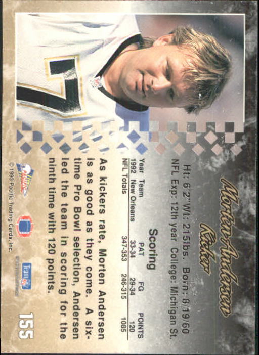 A6697- 1993 Pacific Football Cards 1-250 +Rookies -You Pick- 15+ FREE US SHIP - Bild 303 von 487