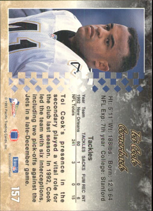 A6697- 1993 Pacific Football Cards 1-250 +Rookies -You Pick- 15+ FREE US SHIP - Bild 307 von 487