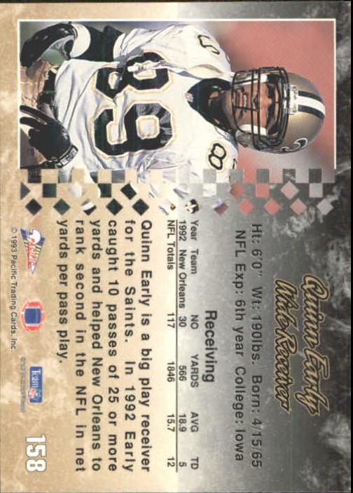 A6697- 1993 Pacific Football Cards 1-250 +Rookies -You Pick- 15+ FREE US SHIP - Bild 309 von 487